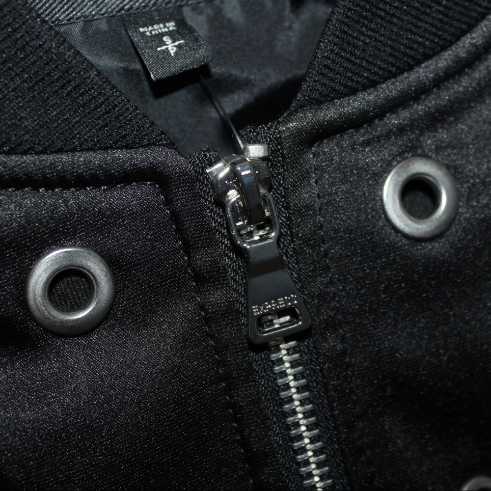Express Black Eyelet Bomber Jacket - Picture 11 of 15